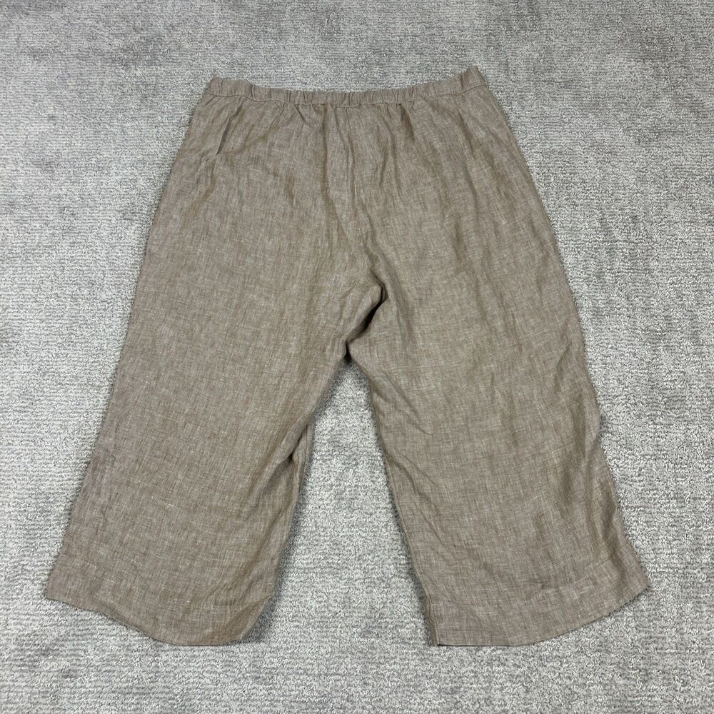 J Jill Love Linen Pants Womens 2X 100% Linen Tan Ankle Cropped Stretch Pockets - Picture 6 of 7